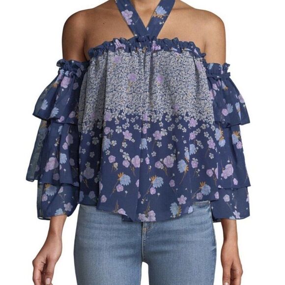 Misa Los Angeles Tops - Misa Los Angeles Penille Floral Halter Top